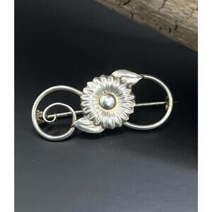 Vintage Sterling Silver 830S Flower Swirl Brooch Pin Estate Jewelry